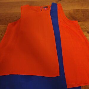 Blue and red chiffon tank